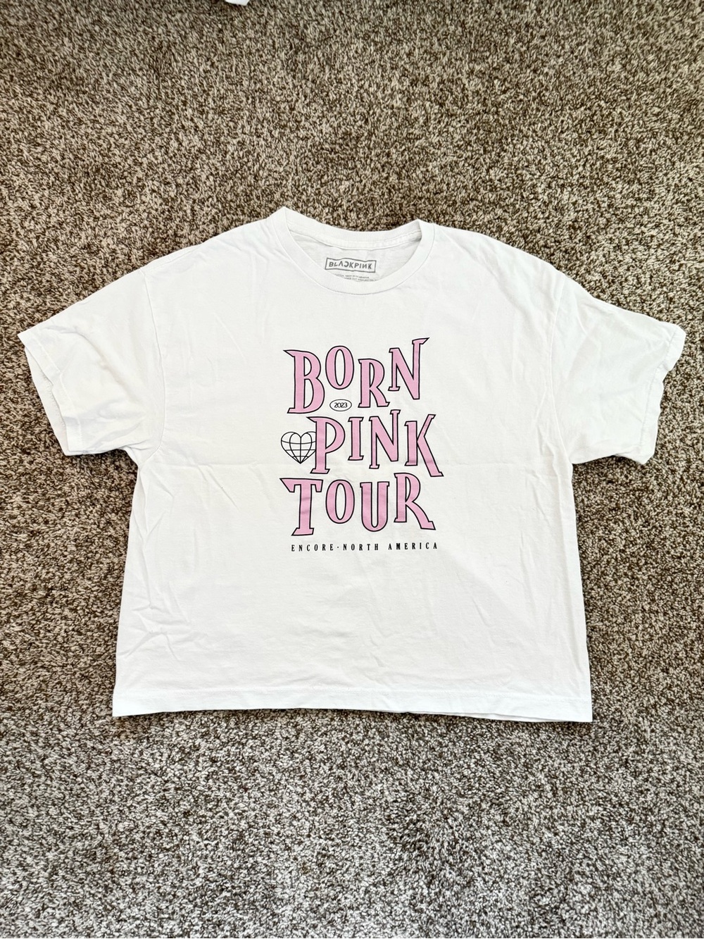Black Pink Born Pink Tour Graphic Tee - White with Pink Print